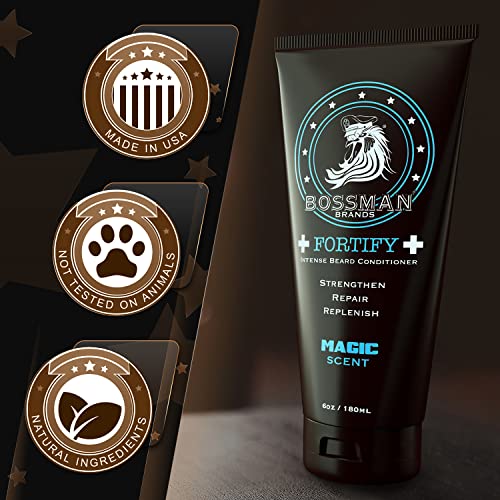 Bossman Fortify Intense Beard Conditioner - Shower Beard Wash, Moisturizer And Beard Softener For Men - Beard Growth Products - Made In Usa (Magic Scent) #TOP1