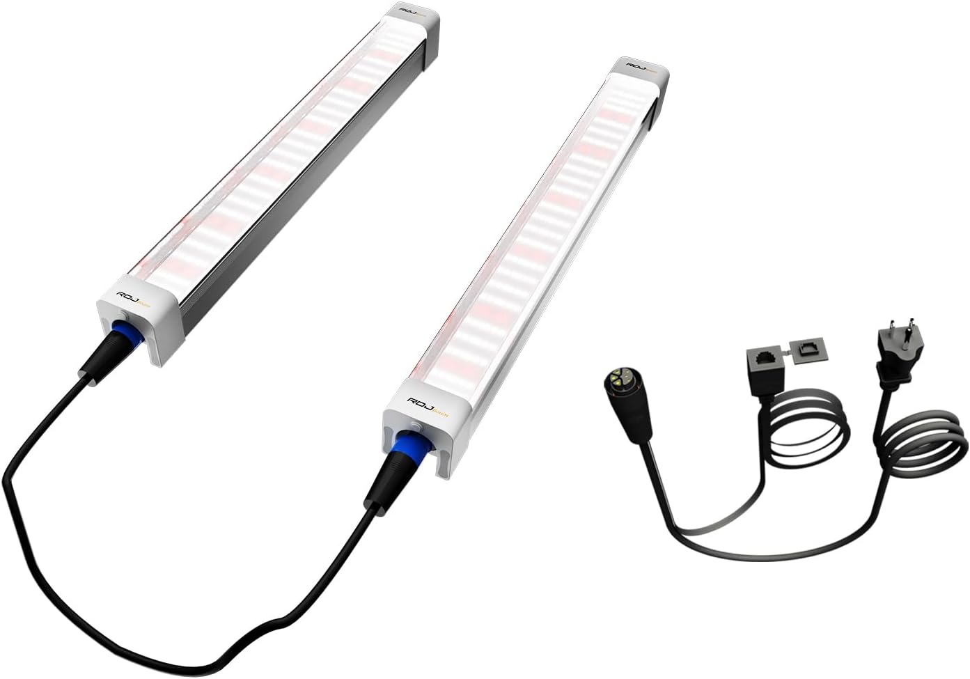 RDJ Bouns Under Canopy LED Grow Light 2Pack U60, 60W Full Spectrum with 660nm & IR, 0-10V Dimming IP65 Waterproof, 24 Inch for Indoor Hydroponic Plants, Daisy Chain Cascade Cable Harness
