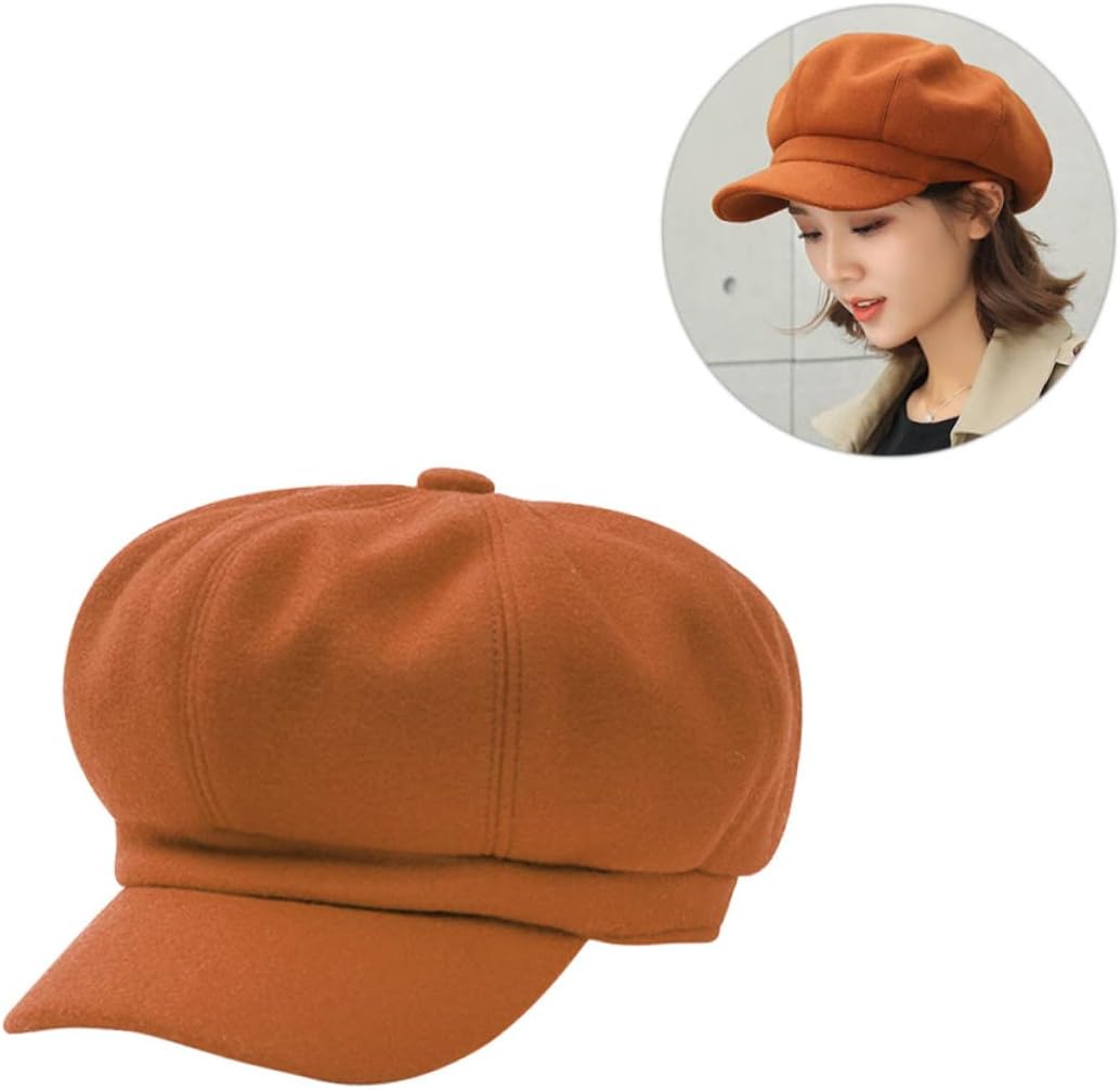 Woolen Hat Fall Hat Warm Adjustable Beret Women Beret Newsboy Hat Woolen Visor Artist Cap Berets for