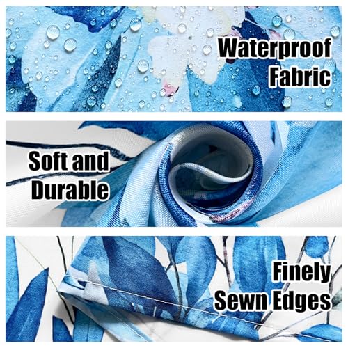 Image of Eucalyptus Shower Curtain, Aesthetic Art Watercolor Plant Leaves with Floral Bathroom Decor, Waterproof Fabric Cloth Bath Curtain Set with Hooks (Blue, 72 inch W x 72 inch L)