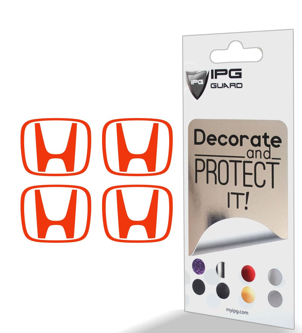 IPG Compatible with Accord Civic Element CRV CRZ JDM Center Cap Overlay Wheel Tire Decals Stickers (Logo: 2" / Center Cap:2.25") (4 Units) Personalize Your Vehicle (Gloss Orange)
