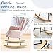 DUMOS Rocking Chair with High Backrest, Teddy Upholstered Indoor Reading Glider Chair with Comfy Seat for Bedroom, Living Room, Office, Baby Pink