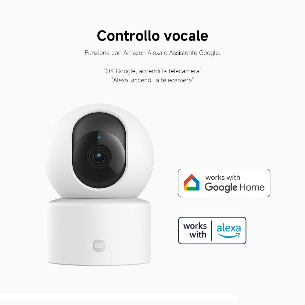 XIAOMI Smart Camera C301 (Videocamera di sorveglianza), risoluzione 2K, protezione privacy, visione notturna a colori, visione completa a 360°, rilvamento delle persone, audio bi-direzionale