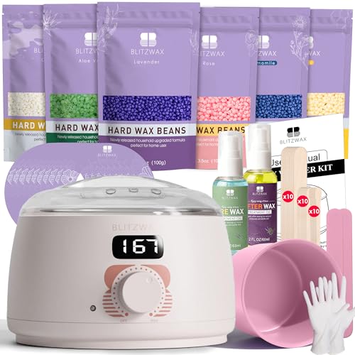 BLITZWAX Brazilian & Bikini Wax Kit, Hard Wax Warmer