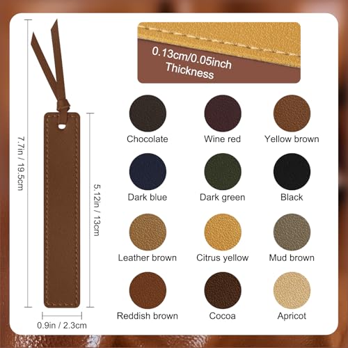 Image of MIXVOVA 12 Pcs Leather Bookmark with Tassel, Classic Style Bookmark, 0.05 Inches Thin Handmade Stitched Bookmarks for Men, Book Marks for Reading, Gifts for Book Lovers, Readers