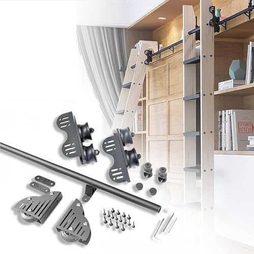 Kit de herramientas telescópicas para escalera rodante con riel de rodillo de suelo para diapositivas de biblioteca, duradero y fácil de instalar