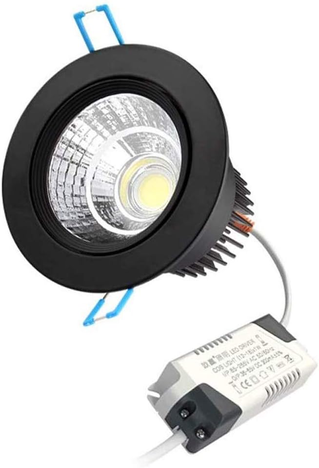 Recessed LED COB Chip Recessed Downlight IC Rated LED Recessed Low Profile Slim Round Panel Light with Junction Box Not Dimmable P44 AC110-240V Fire-Rated for Home Black Integrated