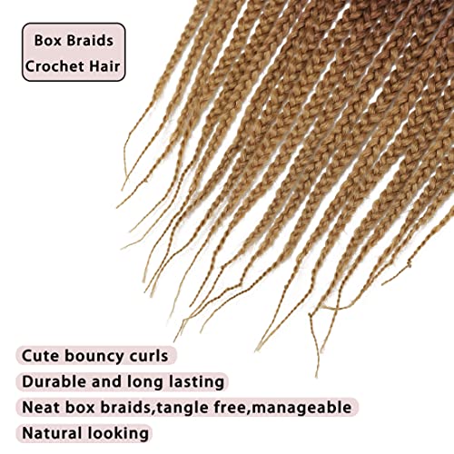 Box Braid Crochet Hair 7 Packs 20 Strands/Pack Crochet Box Braids Pre Looped Ombre Crochet Hair For Women (18 Inch, 1B/30/27) #TOP5