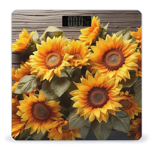 Báscula digital de baño con diseño floral, 400 lb, vidrio templado miniatura 1