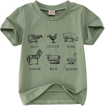 Farm Animal Shirt Toddler Boys Funny Graphic Tees Kids Cowboy Western Wear