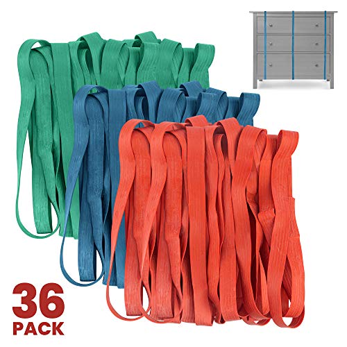 36 Pack Mover Blanket Rubber Bands - Extra Large Rubber Bands For Moving Blankets And Furniture - Variety Of Sizes 26In, 30In & 42In - 36 Moving Bands Total - Kitchentoolz #TOP6