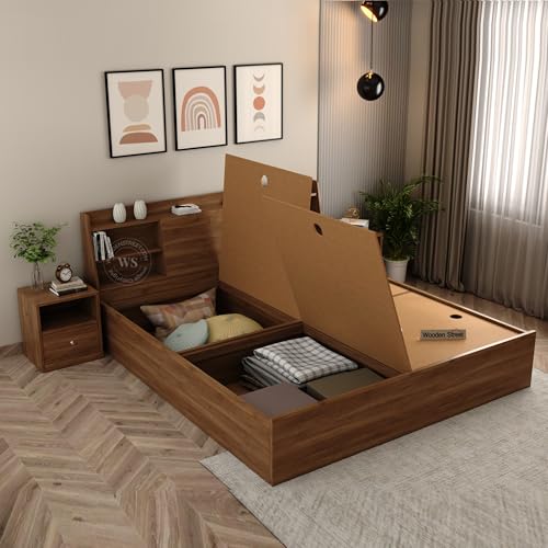 Wooden Street Celestia Premium Engineered Wood King Size Bed with Storage Wooden Double Bed for Bedroom (Columbian Walnut Finish) Wooden Street Celestia Premium Engineered Wood King Size Bed with Storage Wooden Double Bed for Bedroom (Columbian Walnut Finish)