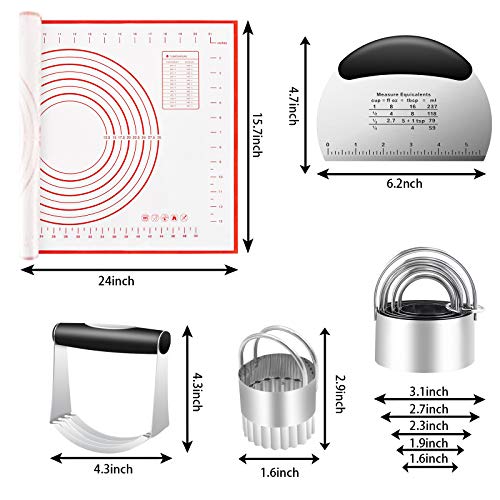 SYOSIN Pastry Cutter Set,5 Pack of Pastry Cutter,Biscuit Cutters set,Dough Scraper and Silicone Baking Mat,Stainless Steel Dough Cutter Scraper Blender Set for cooking cookies and donuts - Thumbnail 3