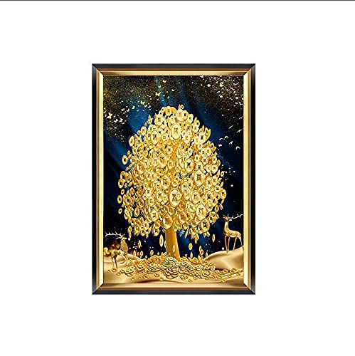 Peinture Diamant Arbre d'or Kit 5D pour Décoration Murale Salon Salon