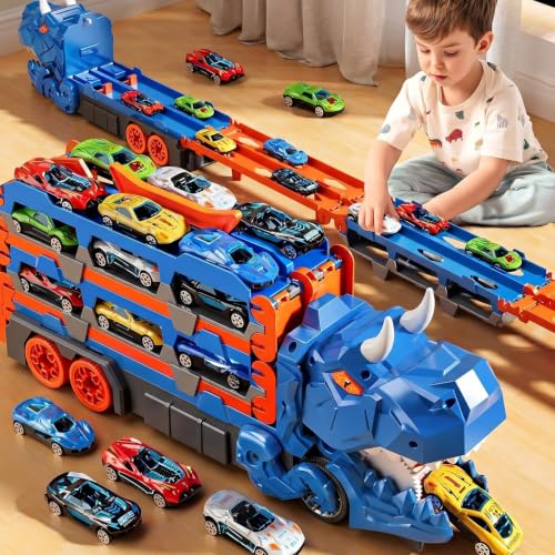 Oasisgalore Dinosaur Truck Toy Set for Boys Race Track Truck Car Toys Boy Toys Gift for Kids Age 4 5 6 7 8 Years Old