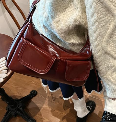 Women's PU Leather hobo bag Retro Y2k Shoulder Bag Multi-pocket Crossbody Bag Handbag for Work Travel3