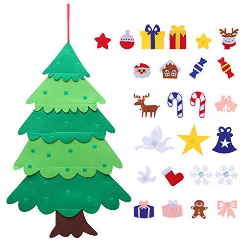 GARNECK Árvore de Natal de feltro para crianças feita à mão árvore de Natal com ornamento, presente