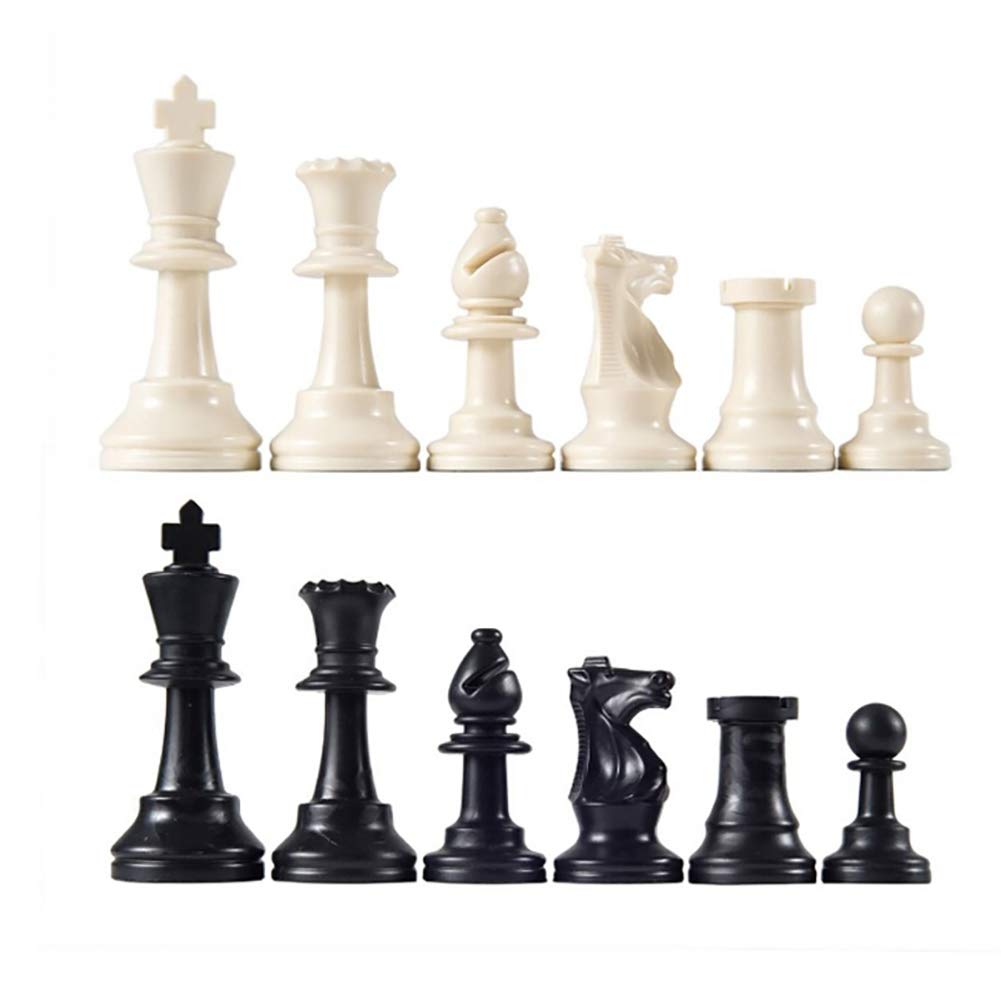 wsloftyGYd 32Pcs/Set Black & White Plastic Medieval Chess Pieces Game Chessmen 65/75/95mm Chess Pieces 65mm