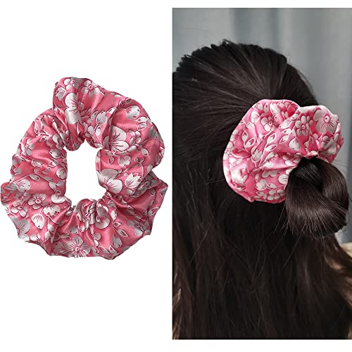 Flower Hair Scrunchies Elastics Cherry Blossom Hair Ties Pink Floral Hair Accessories For Women Girls Silk Hair Band Large Ponytail Holder Bracelet Ropes Party Favor Gift 2Pcs #TOP5