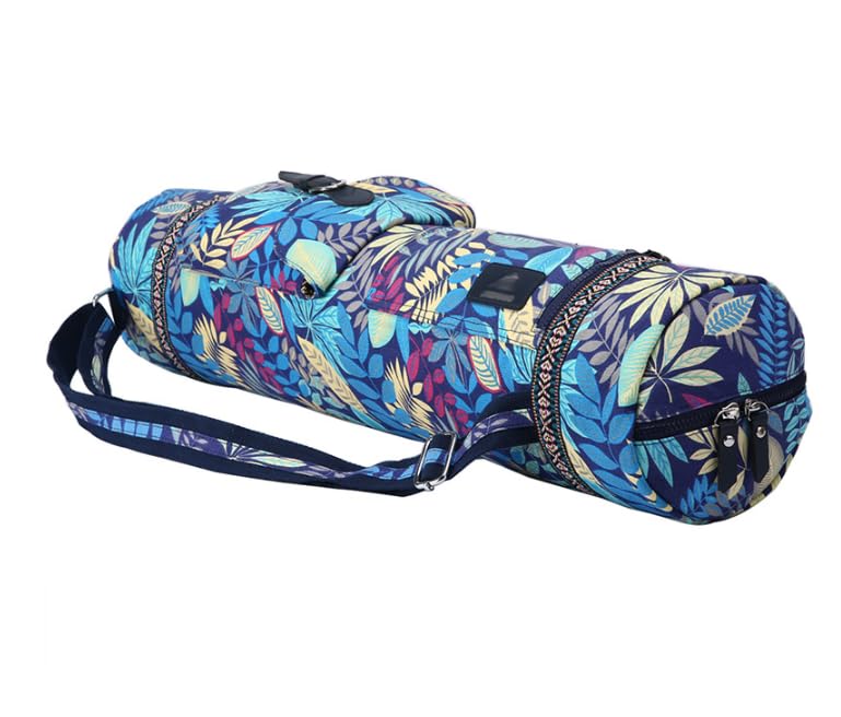 Sac De Tapis De Yoga Shiwaki – Motif Fleurs De Cajou, Poche Extérieure, Zippée, En Toile, 88 Cm