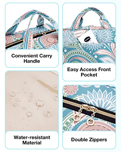 Image of BAGSMART Toiletry Bag Travel Bag with Hanging Hook, Water-resistant Makeup Cosmetic Bag Travel Organizer for Accessories, Shampoo, Full Sized Container, Toiletries (Green Paisley, Large)