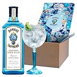 Bombay Sapphire Cocktail Gin Set in confezione regalo, Vol. 40%, 70 cl / 700 ml e bicchiere Balloon da gin, include Bombay Sapphire Premium Distilled London Dry Gin
