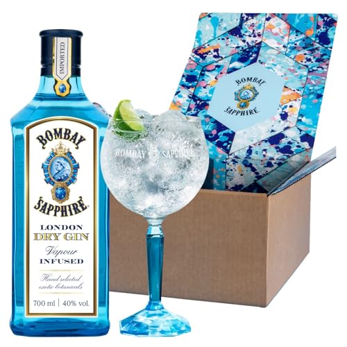 La confezione regalo Bombay Sapphire include l'iconico gin prodotto con la ricetta originale del 1761 e un bicchiere balloon da gin griffato. È il regalo perfetto dedicato al gin per ogni occasione