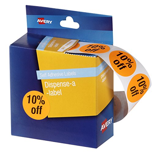 Avery 10% Off Dispenser Labels, 24 mm Diameter, 500 Labels (937313)