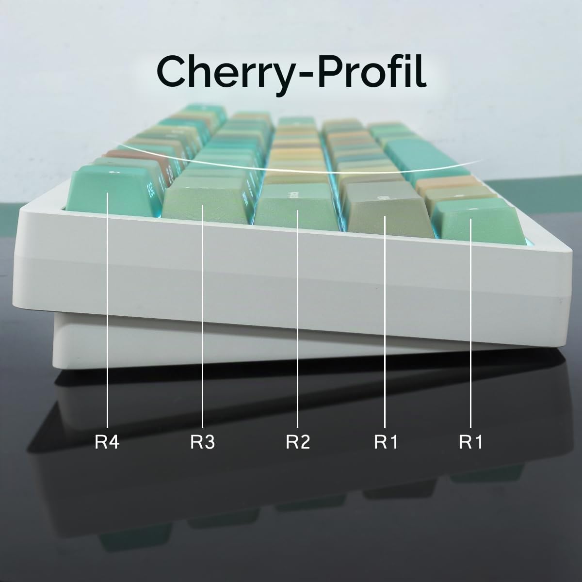 Sunzit PBT Deutsches Layout Keycaps, 132 Tasten Grüner Wald Custom Tastenkappen Cherry Profile Dye-Sub Keyboard Keycap Set mit 6.5u Spacebar für MX Switches Mechanische Gaming Tastatur