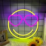 Smile Face Neon Sign, Funny Smile Face Led Neon Signs for Wall Decor, Dimmable Neon Light for Bedroom, Game Room, Kids Room, Bar Decoration, USB Light Up Signs for Wedding Birthday Party