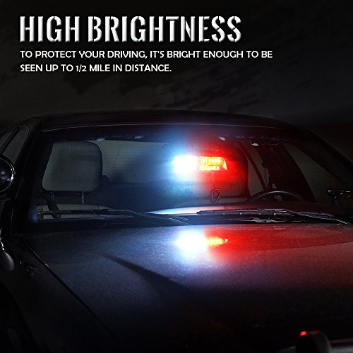 Xprite White Red 16 Led High Intensity Emergency Hazard Warning Strobe Lights W/Suction Cups For Volunteer Firefighter Law Enforcement Vehicles Truck Interior Roof Windshield Dash Deck Flash Light #TOP2