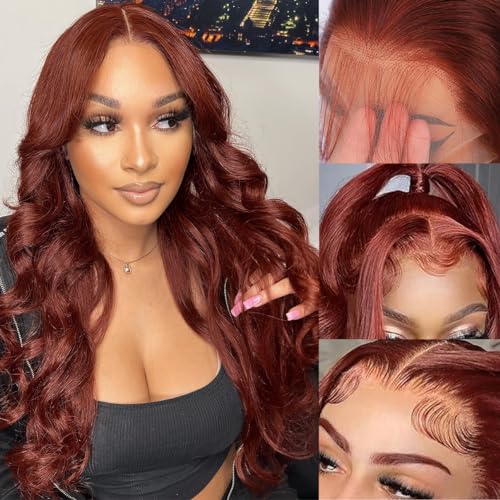 30 Inch Reddish Brown Lace Front Wigs Human Hair 13×6