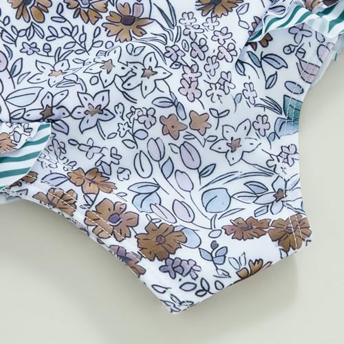 Image of Toddler Kids Girl One Piece Swimsuit Floral Sleeveless Backless Swimwear Bowknot Ruffled Bathing Suit Beachwear