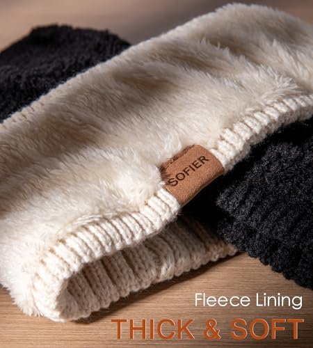 Sofier Winter Headbands for Women 2 Packs Knit Ear Muffs With Thick Fleece Lined Cold Weather Ear Warmers Christmas Stocking Stuffers Gifts