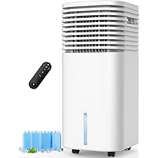 4-IN-1 Portable Air Conditioners, Evaporative Air Cooler w/4 Modes & 3 Speeds, 15H Timer for Smart Auto-off, 2-Gal Tank for 20H Cooling,17FT Remote,No Hose Needed,120°Oscillating Swamp Cooler