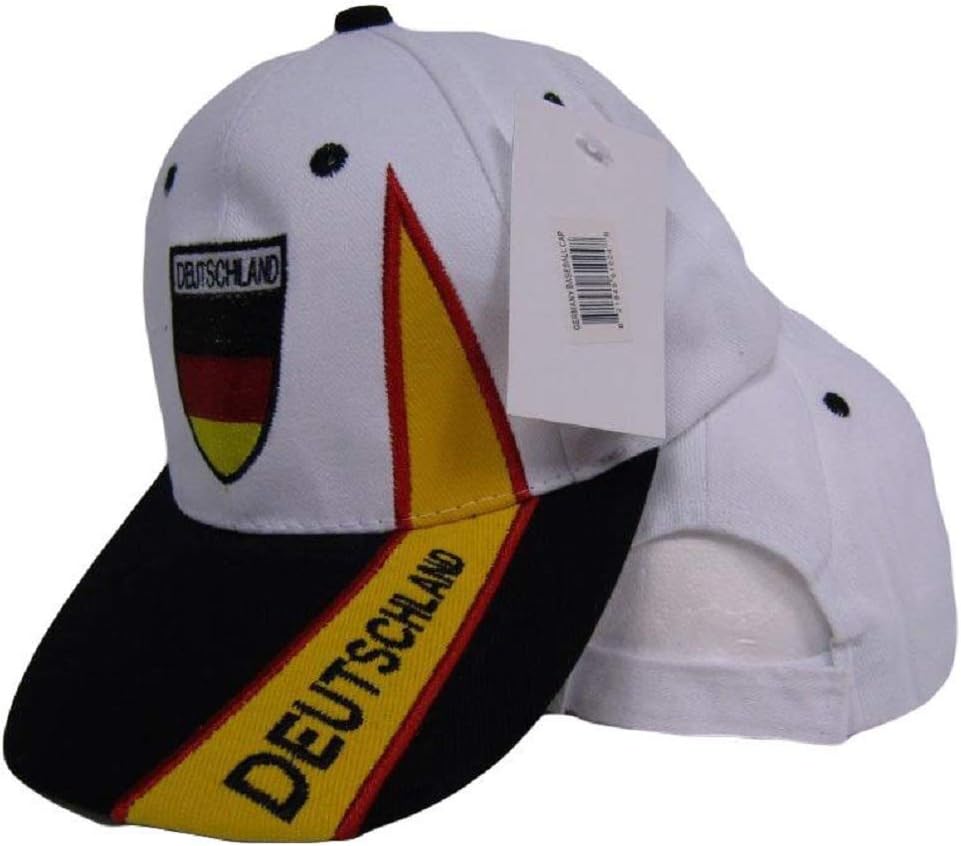 Deutschland German Germany White and Black Baseball Hat Cap