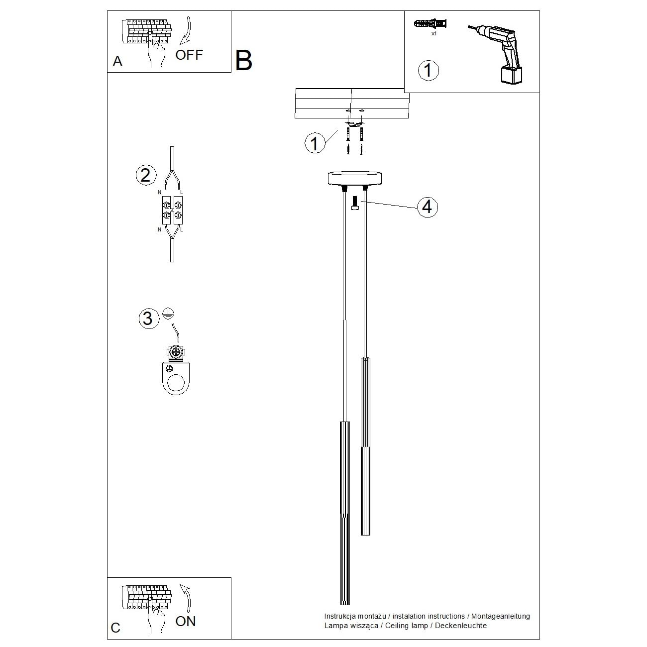 SOLLUX lighting Lámpara Colgante - Lámpara de Techo Acero - 1 Pantalla - Bombilla LED - Negro Arche