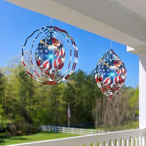 Image of FLAGWIX American Eagle Christmas Wind Spinner, 12 in Stainless Steel