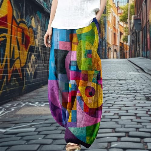 MARSVOVO Harem Pants Women Casual Baggy Wide Leg Palazzo Pants with Pockets Elastic Waist Travel Trousers Pants Oversize2