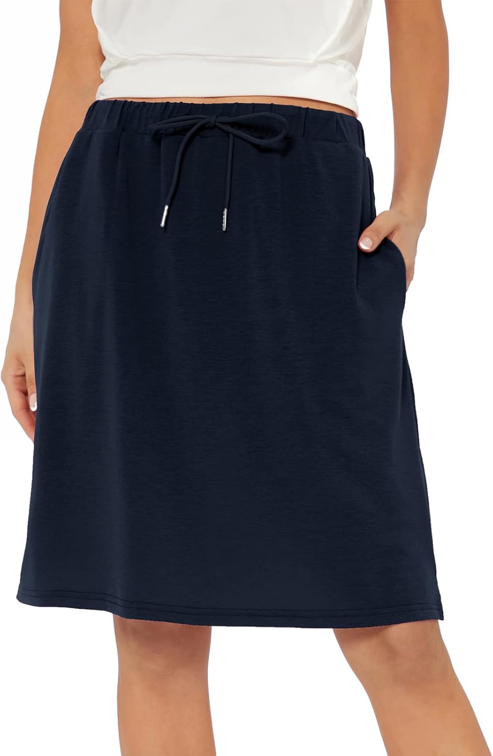 Century Star Tennis Skirts for Women with Pockets Golf Knee Length Skorts Athletic Sports Drawstring Waist Skirts with Shorts