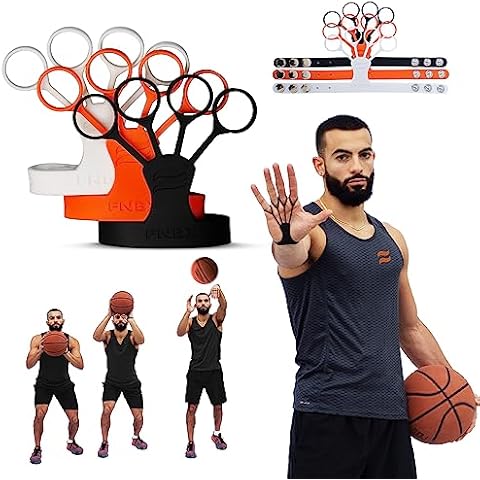 FNBX FlickGlove Basketball Shooting Aid, Training Equipment for Improving Shot and Form, Set of 3 Silicone Strap Resistances, White, Black and Orange Cover