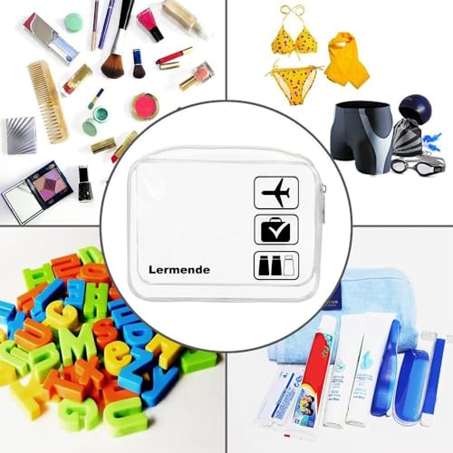 Image of 2pcs /pack Lermende Clear Toiletry Bag TSA Approved Travel Carry On Airport Airline Quart Sized 3-1-1 Compliant Bag Make-up Pouch Kit (Clear)