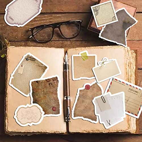 Vintage Scrapbook Paper Stickers, 80 Pcs Aged Writing Paper Stickers For Journaling,Label Stickers In Brown Tones For Junk Journals, Planners,Collage Album (Vintage) #TOP3