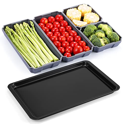 Nonstick Silicone Baking Sheet Pan Set 5 Piece, Silicone Sheets Pans Nonstick Bakeware Suitable ,Suitable for oven ,Air Fryer to Simplify Cooking,Easy Clean, Dishwasher Safe (5-piece set gray)