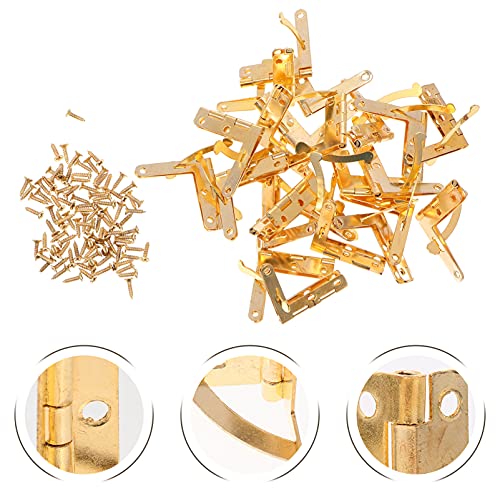 Angoily 50Pcs Pequenas Dobradiças Dobradiças Caixa de Jóias De Madeira Caixa de Acessórios Folding D