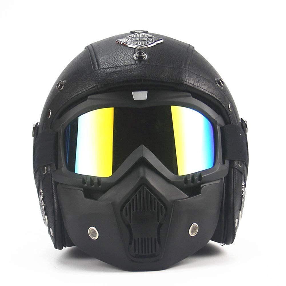 Kask motocyklowy w stylu vintage z otwartą twarzą Retro dorosły 3/4 półkask dla mężczyzn i kobiet z osłoną przeciwsłoneczną kask Crash Jet, do krążownika chopper Mofa Road motocykl