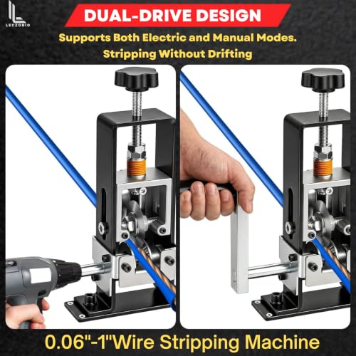 Image of Leczonio Manual wire stripper machine, wire cutter, stripping machine Gauge Wire 0.06 inch-1 inch,Scrapping Copper Wire Peeler Tool for Scrap Copper Recycling Drill Powered /Hand Crank Dual-drive