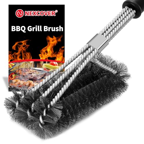 NEXCOVER Grill Brush - 18'' Safe Wire BBQ Brush for Outdoor Grill, 3 in 1 Efficient Stainless Steel Grilling Cleaner, BBQ Accessories for All Grates