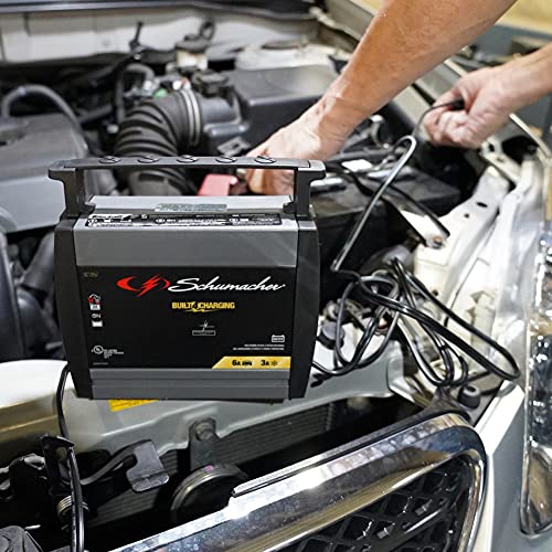 Schumacher Fully Automatic Battery Charger and Maintainer- 6 Amp/3 Amp, 6/12V- for Power Sport Vehicles and Cars