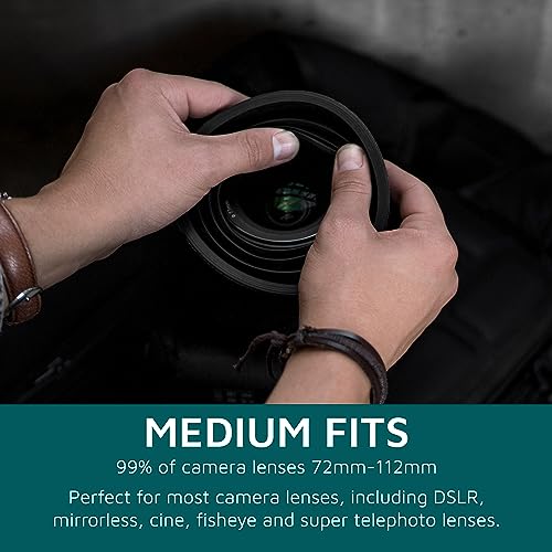 KUVRD - Universal Lens Hood (M|72) - Fits 99% of Lenses, Element Proof, Lifetime Coverage, Fits 72mm-112mm, Single Lens Hood - (M)